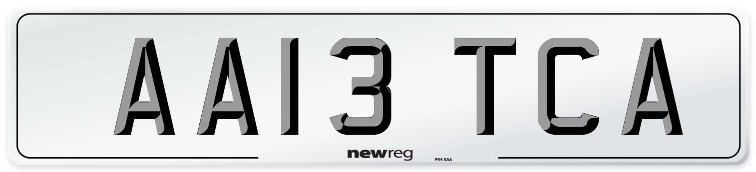 AA13 TCA Number Plate from New Reg